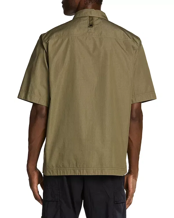 Мужская рубашка свободного кроя с нагрудным карманом Camicia relaxed fit pocket shirt Stone Island, Military Green — фото 4