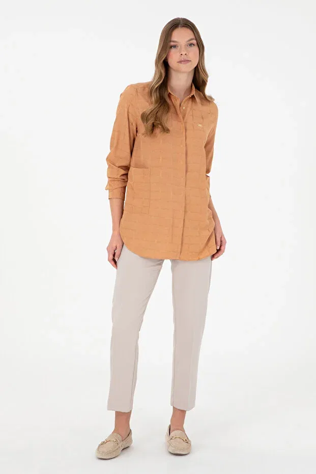 Женская рубашка-туника с длинным рукавом U.S. Polo Assn., Camel — фото 4