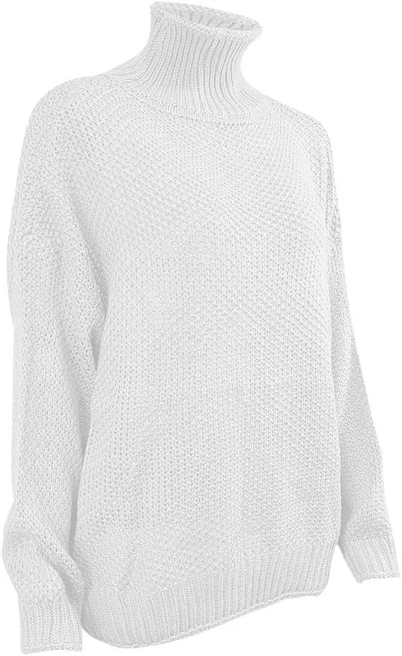 Женский свитер свободного кроя с длинным рукавом, модель Batwing, Polyester and cotton, белый — фото 3