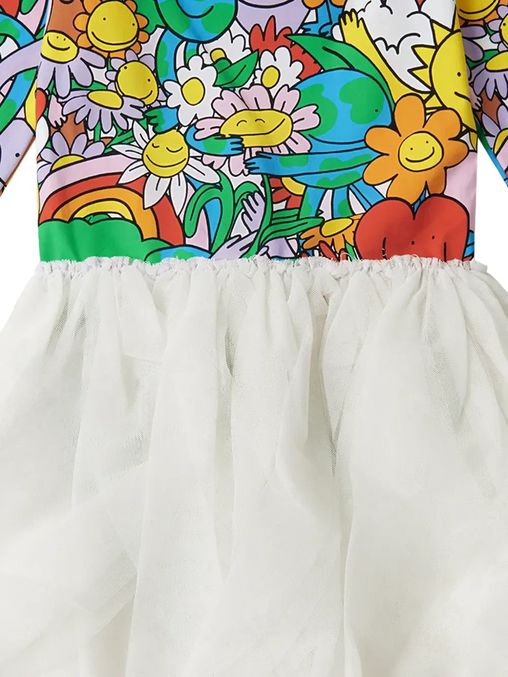 Платье с юбкой из тюля и графичным принтом Stella McCartney Kids, белый — фото 3