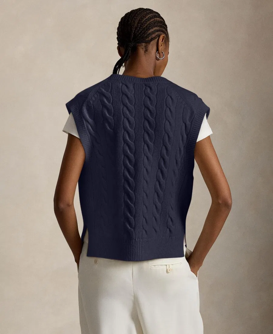 Безрукавный свитер-жилет с V-образным вырезом Polo Ralph Lauren, Hunter Navy — фото 4