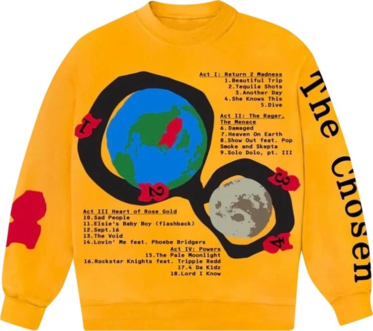 

Толстовка Cactus Plant Flea Market x Kid Cudi For MOTM III Beautiful Trip Crewneck 'Yellow', желтый