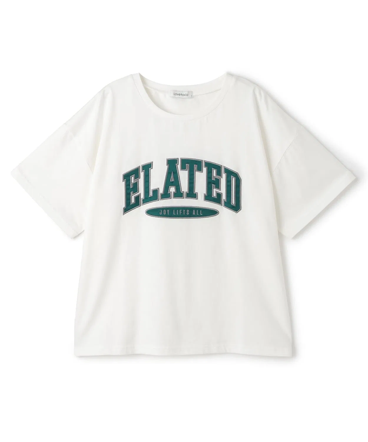 Детская футболка с принтом College Applique Logo LOVETOXIC, Off White