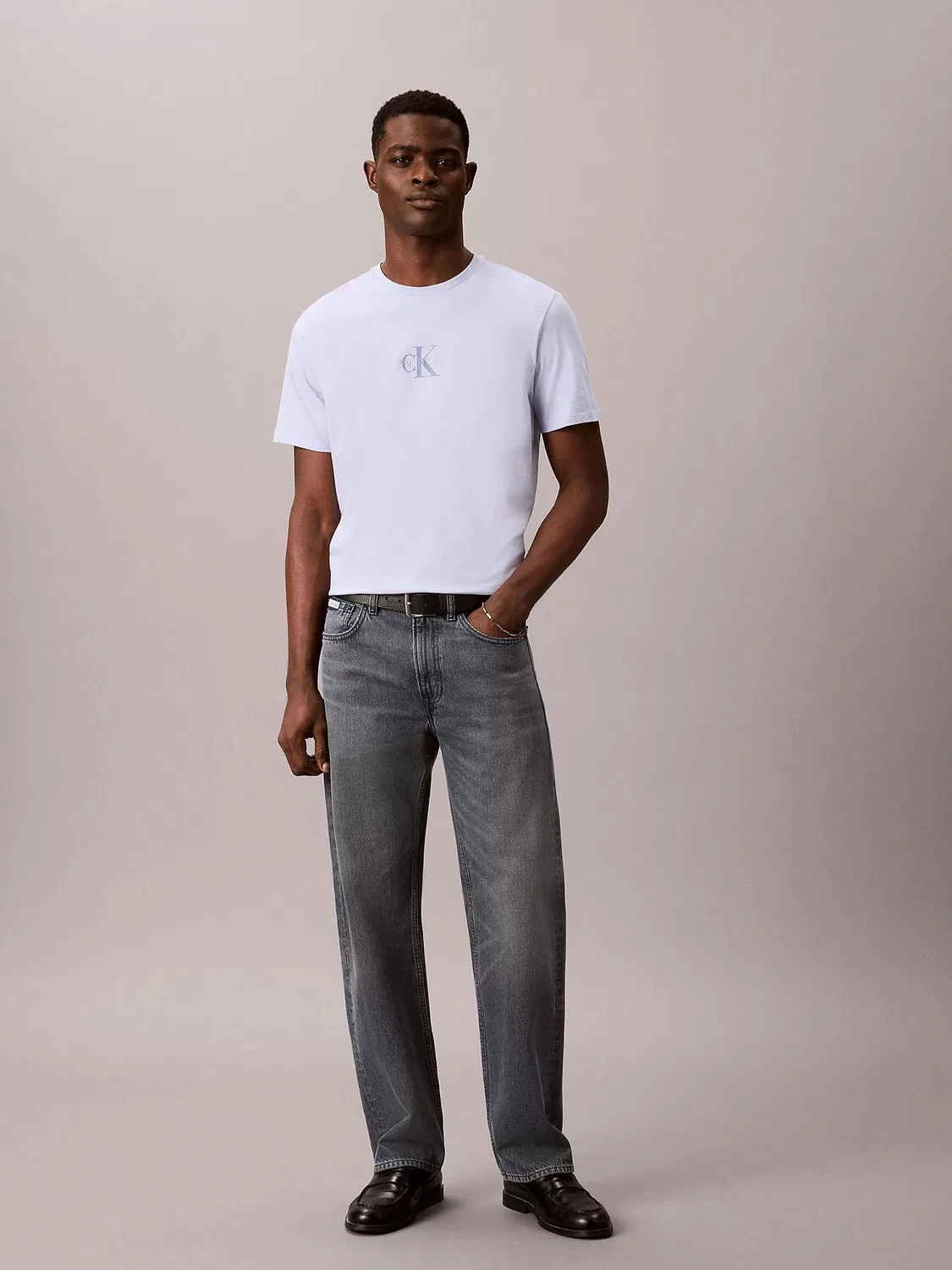 Футболка с микропринтом Calvin Klein, синяя — фото 4