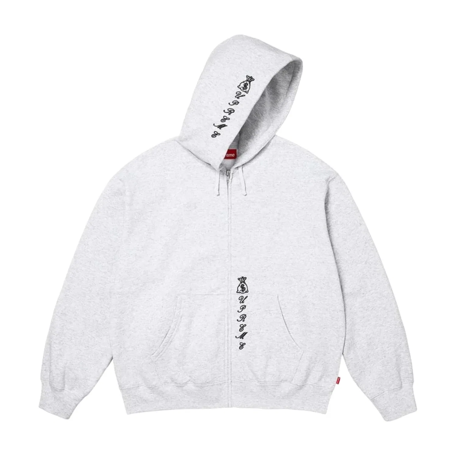 Мужское худи FW26 God Over Money Zip Up Hooded Sweatshirt 'Ash Grey' Supreme, Ash Grey — фото 2