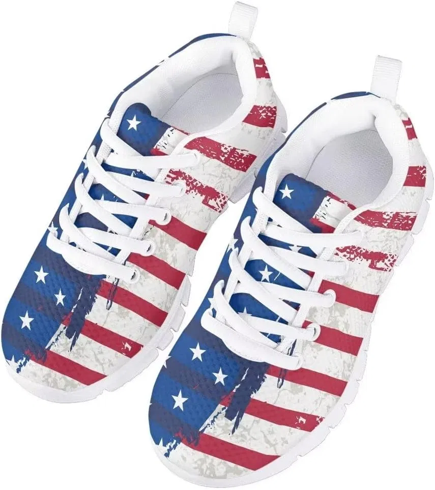 Детские кроссовки для девочек с принтом Burning Basketball Fire Football AmzPrint, Usa Flag