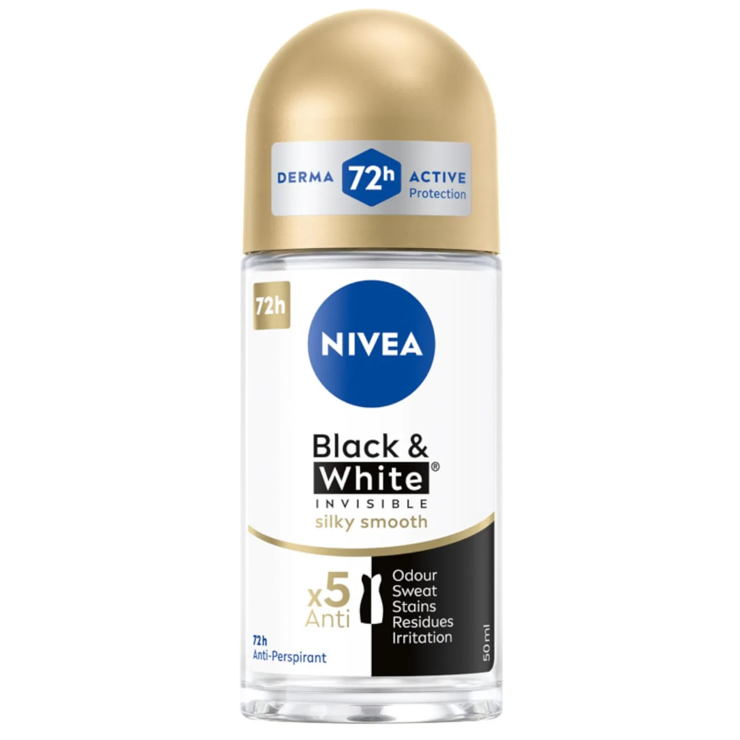 Антиперспирант-ролик Black & White Silky Smooth, NIVEA, 50 мл, Multicoloured