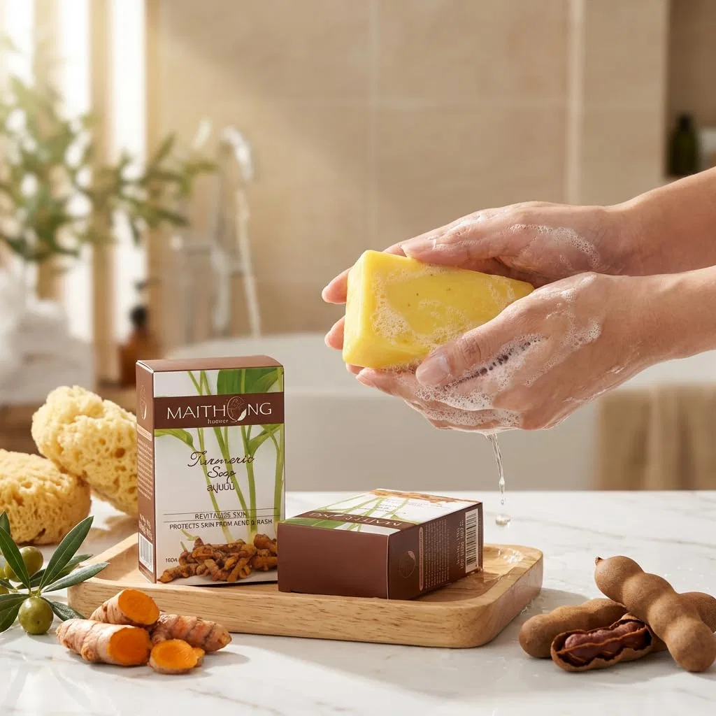 Натуральное мыло с куркумой, тамариндом и оливковым маслом, ALIBOOSTER, 2 x 100 г — фото 2