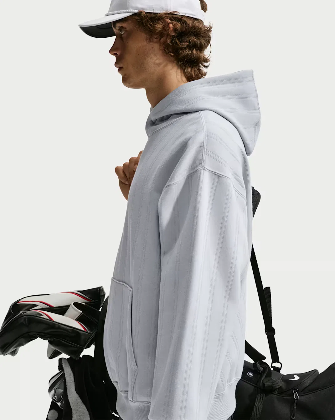 Мужская термотолстовка Therma-FIT оверсайз для гольфа Nike Fairway Fresh, Wolf Grey/Black — фото 2