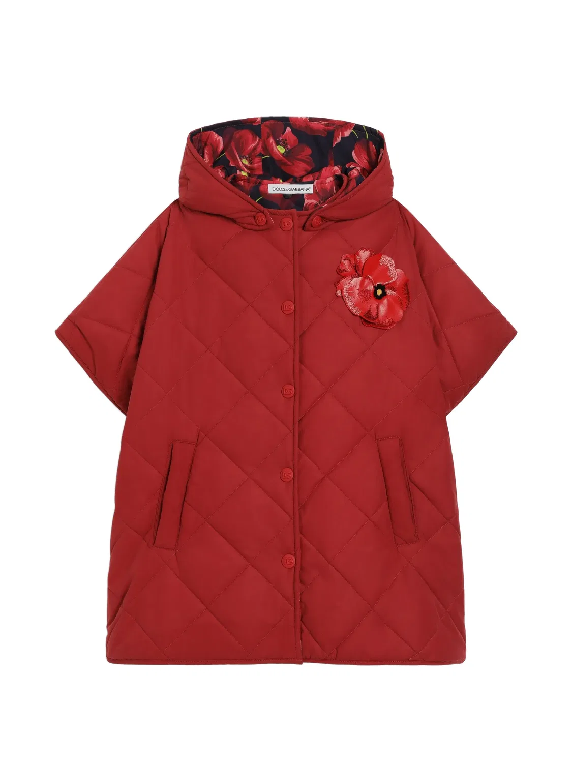 Стеганый кейп с нашивкой Dolce & Gabbana Kids, красный