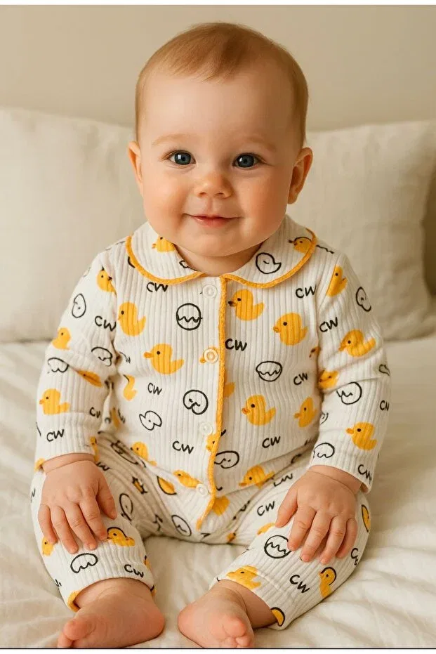 Детский комплект боди с длинным рукавом с принтом Anne Dokunuşu Gibi Kuzum Bebe, Chick
