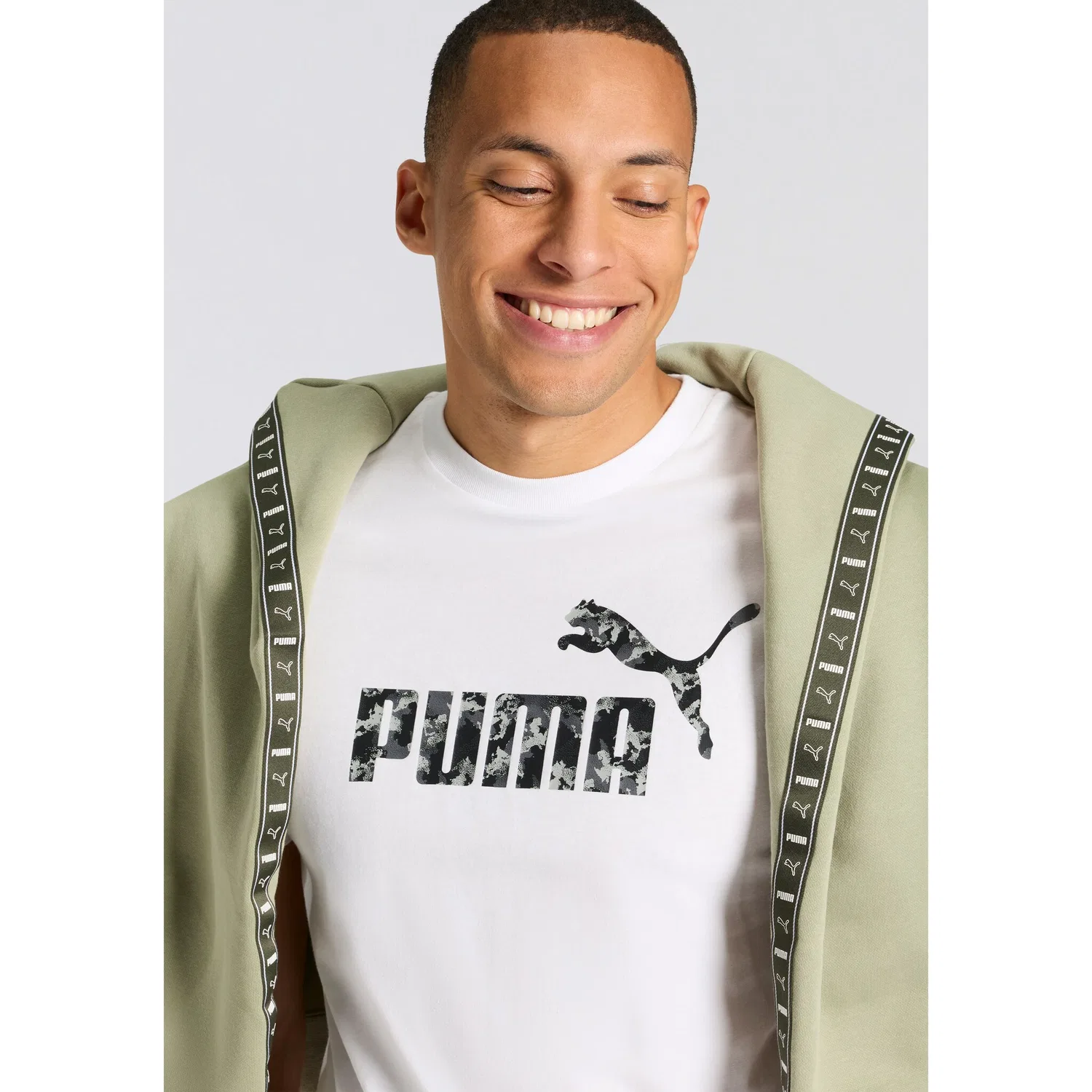 Детская хлопковая футболка с камуфляжным принтом PUMA, White — фото 4