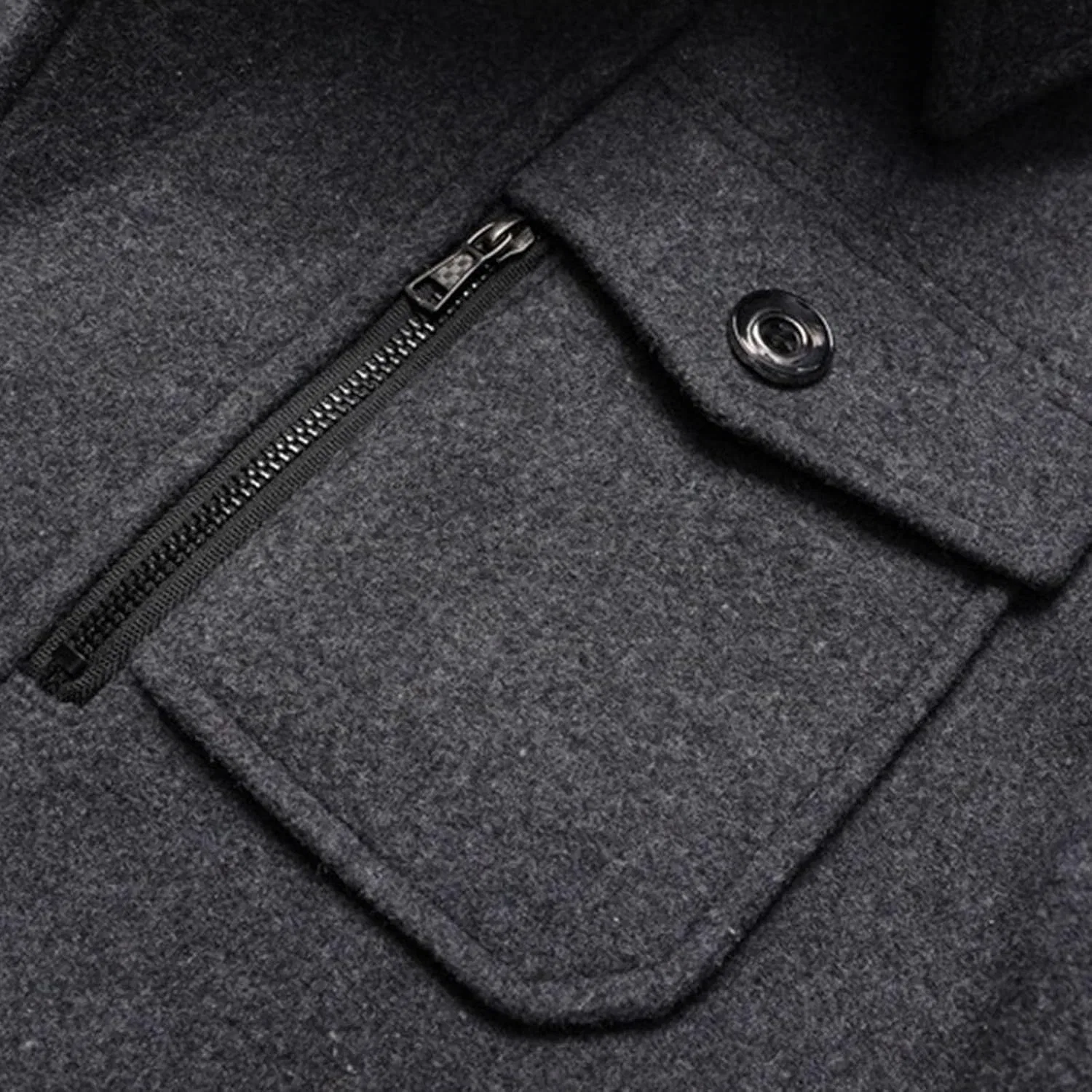 Мужское пальто-тренч средней длины с воротником-стойкой, модель Stand Collar, серый — фото 4