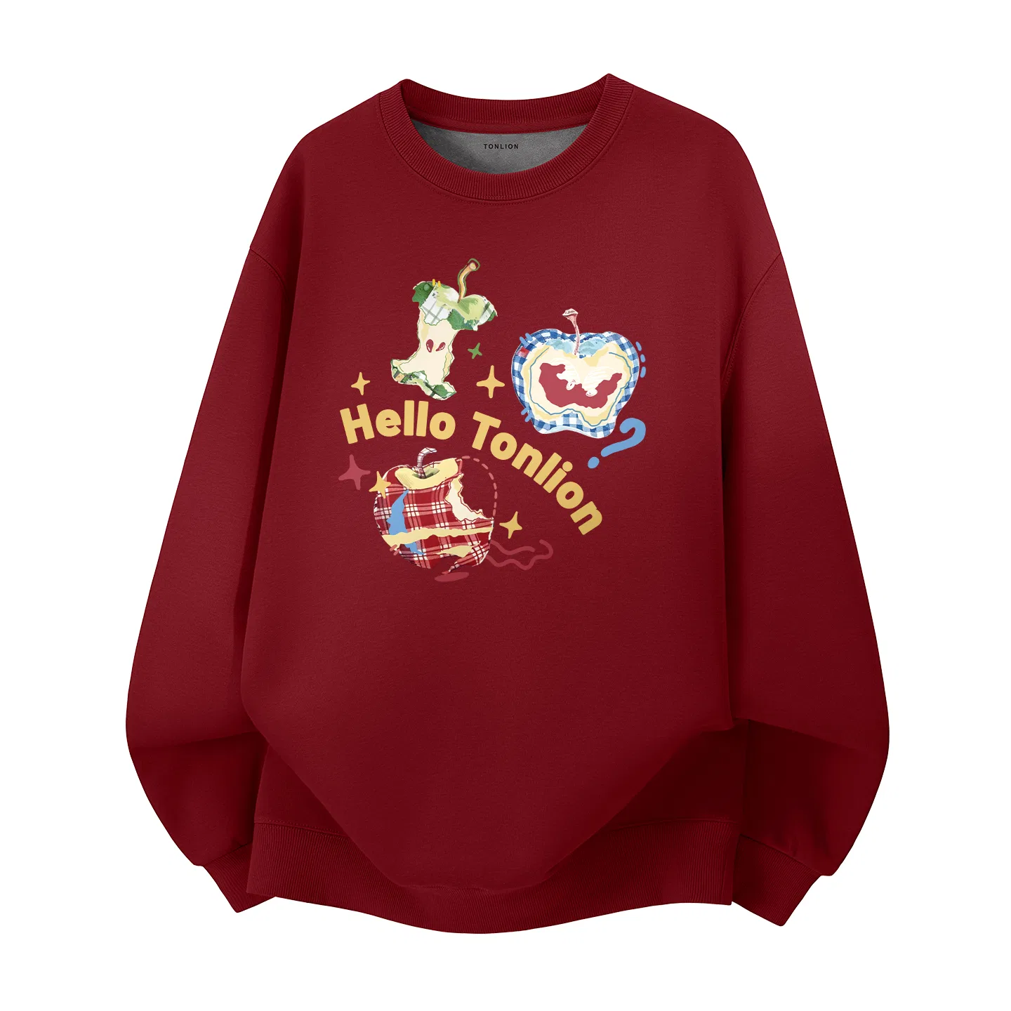Детский свитшот с начесом Tonlion, Цвет: (Heavyweight Warmth)Wine Red (tb Checkered Apple)