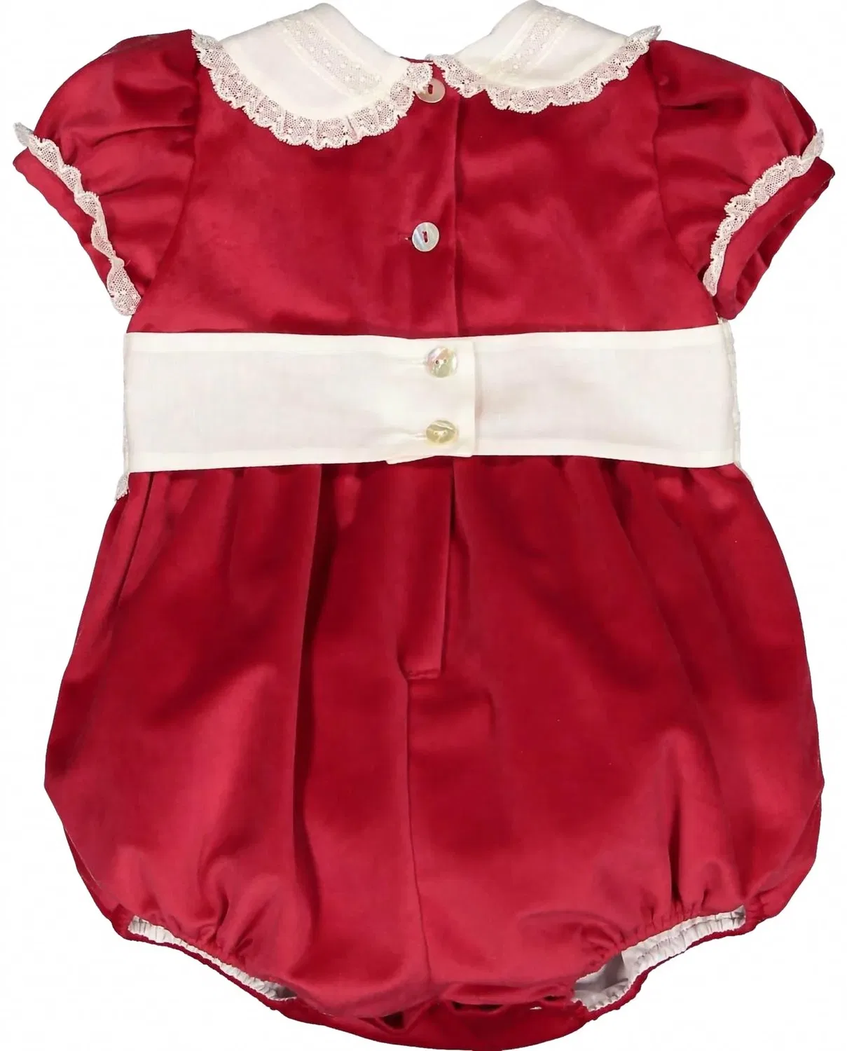 Детский боди-комбинезон с кружевной отделкой Santa Velvet Bubble sal & pimenta, красный — фото 2