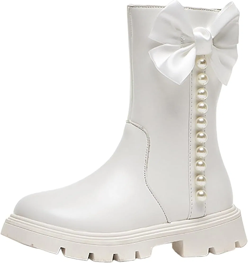 Детские сапоги для девочек с принтом, модель Girls Mid Calf Cowgirl Boots, White