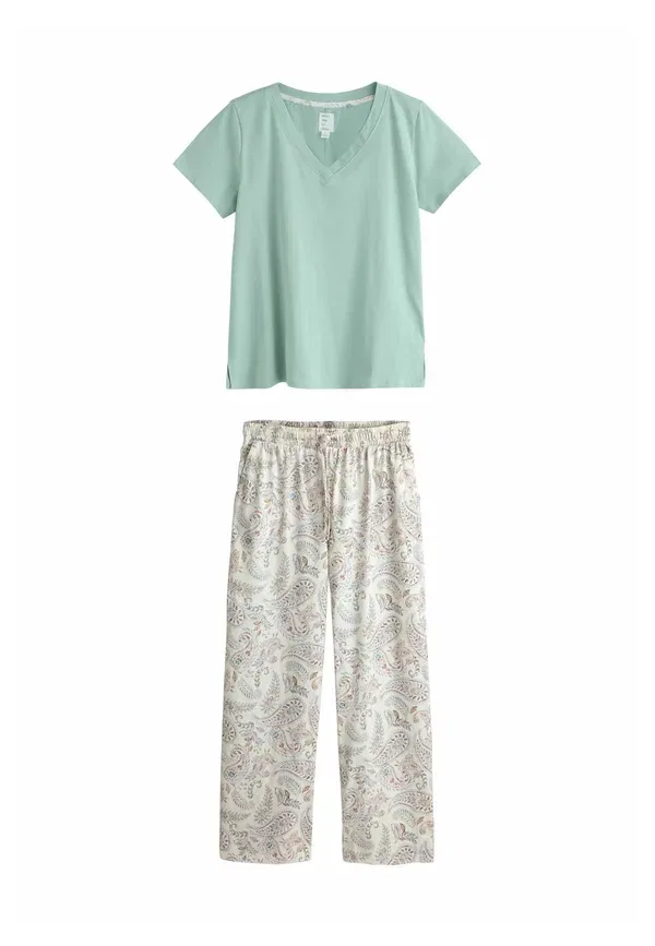 Комплект пижамы хлопковый Pyjama set Next, Sage Green Paisley Floral, зеленый