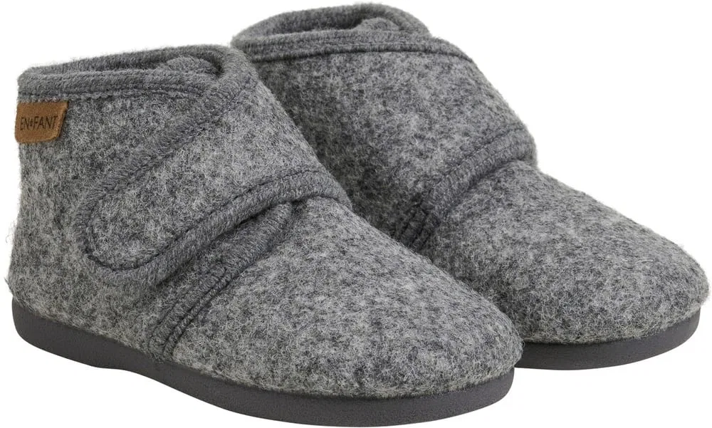 Домашние тапочки детские с застежкой-липучкой Slippers Wool Hook and Loop En Fant, серый