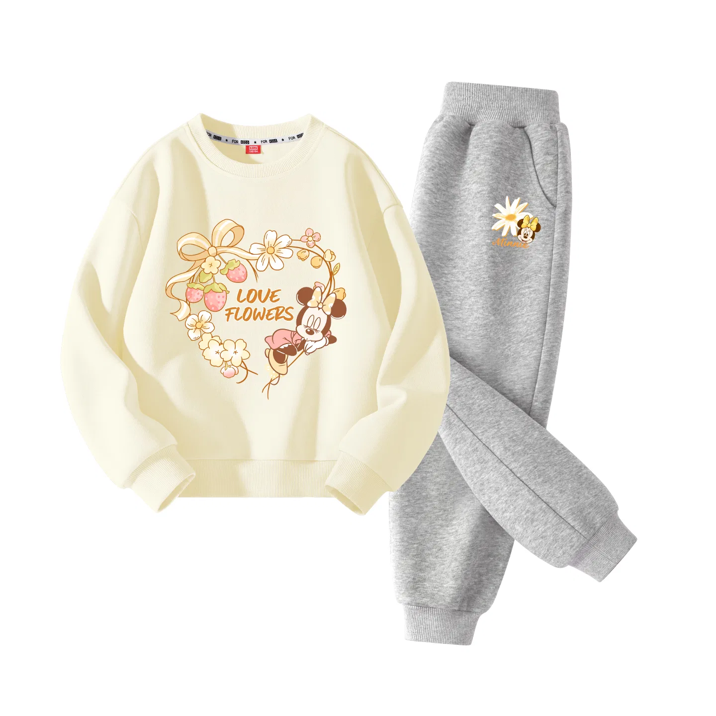 Детский спортивный костюм с принтом Disney Di Ring Flower Croissant Yellow+Di Prosperity Flower K Gray