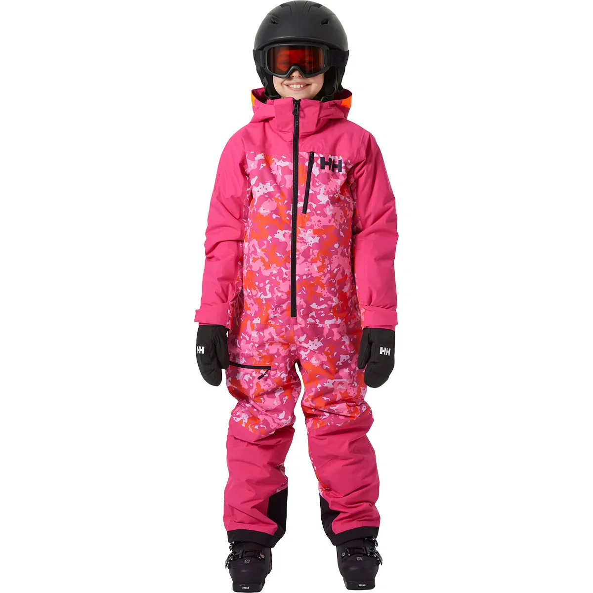 Детский комбинезон для мальчиков с принтом Jr Fly High 2.0 Skisuit Helly Hansen, Dragon Fruit Splash Camo Aop