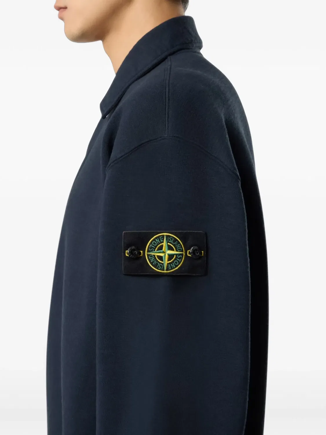 Поло с длинными рукавами синее Stone Island, синий — фото 2