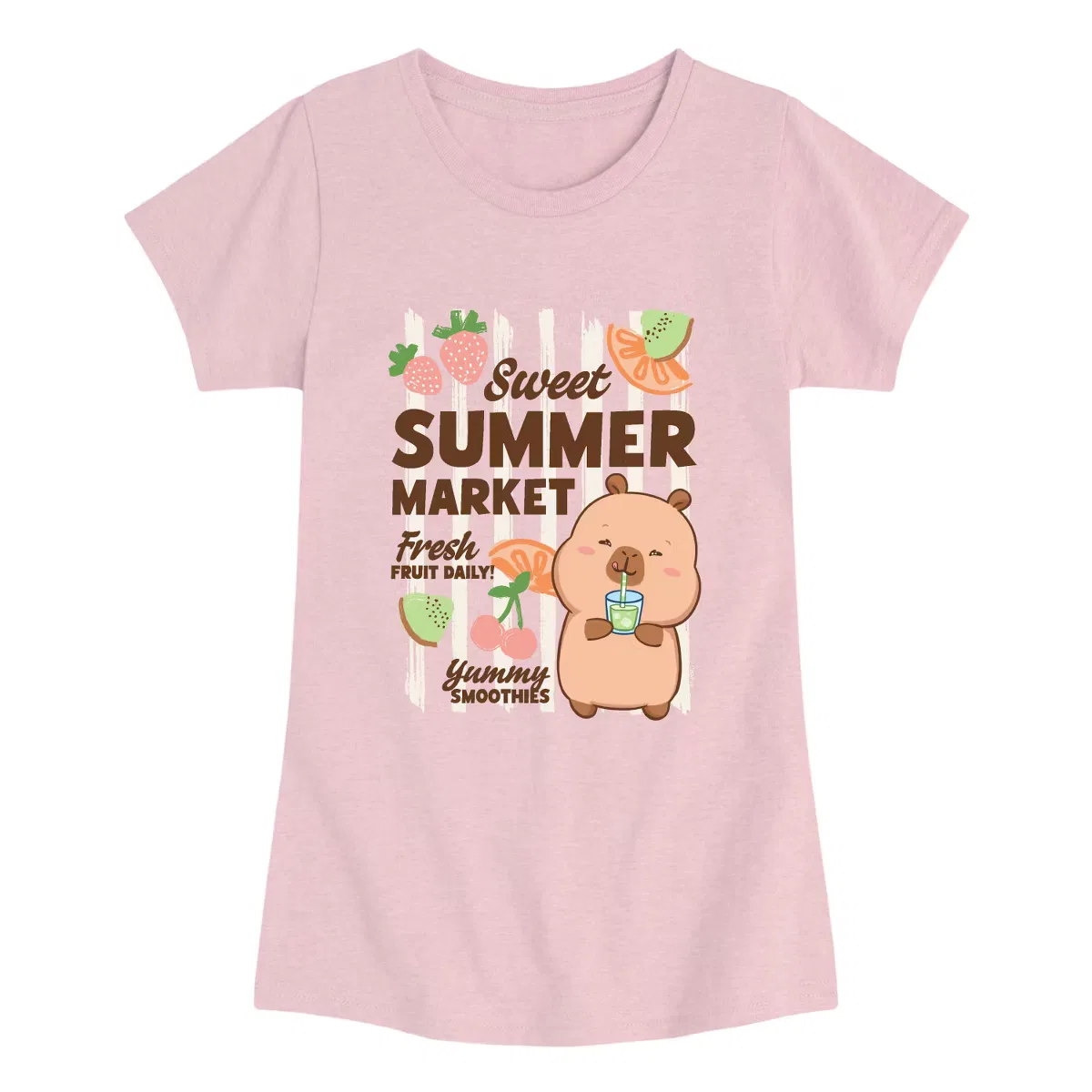 Футболка с коротким рукавом и принтом Capybara Summer Market CapyFun, Heather Pink