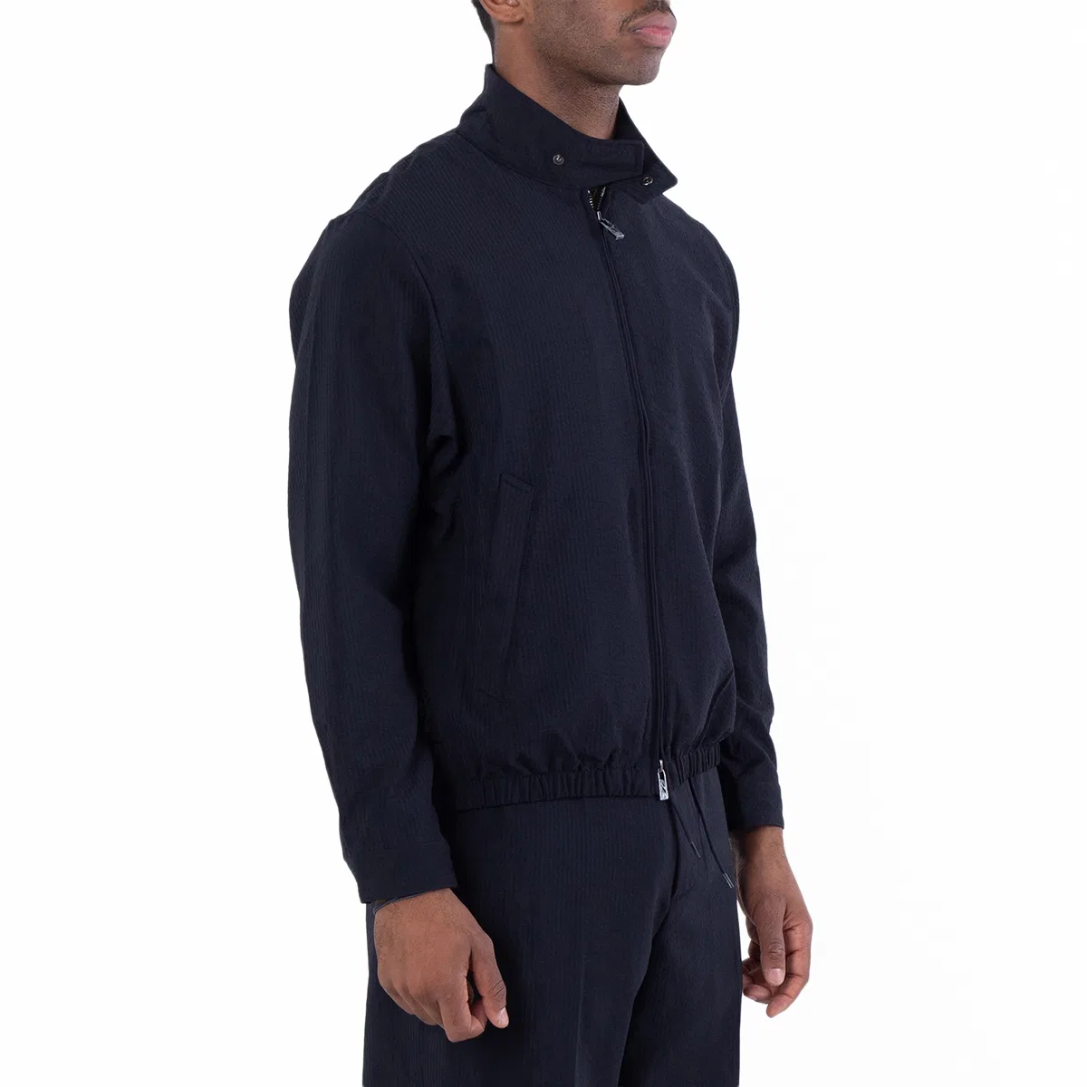 Куртка-блузон из нейлона с эффектом сжатой ткани Nylon Seersucker Blouson Jacket Emporio Armani, Navy Blue — фото 2