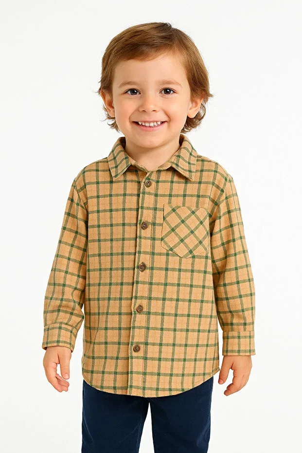 Детская рубашка для мальчиков с принтом Motebarn Wear, Brown