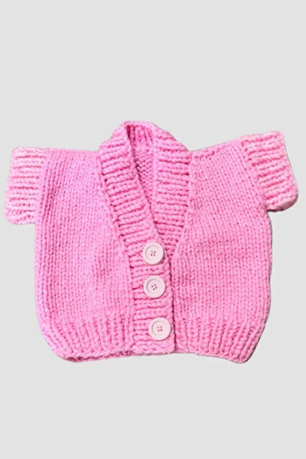 Детский кардиган для девочек с принтом Gülnur 2184 - pink flower motif girl's cardigan Uretti, Pink — фото 2