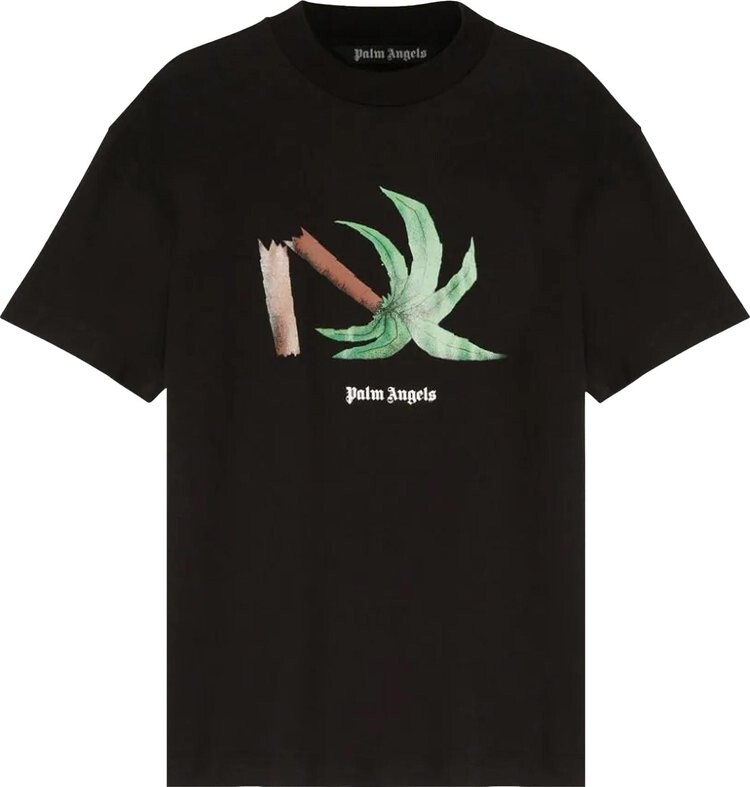 

Футболка Palm Angels Broken Palm Classic Tee 'Black/Green', черный