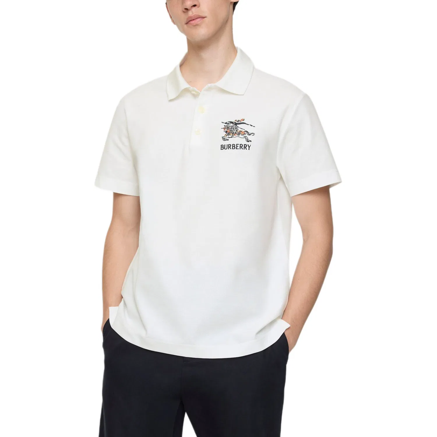 Мужское поло slim fit Burberry, Chalk White — фото 3