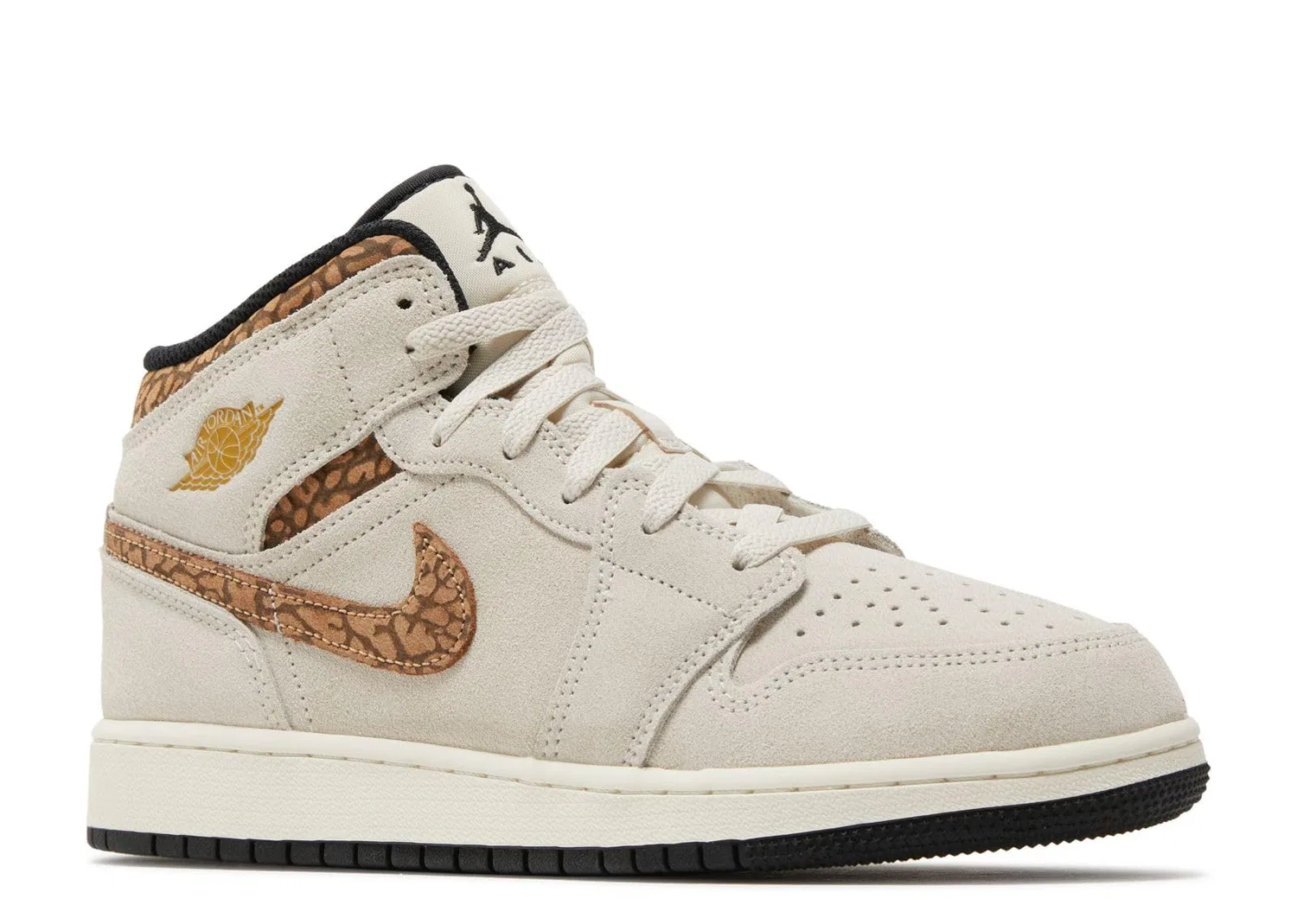 Детские кроссовки для мальчиков Jordan 1 Mid Jordan, Oreowood Brn Metallic Gold — фото 2