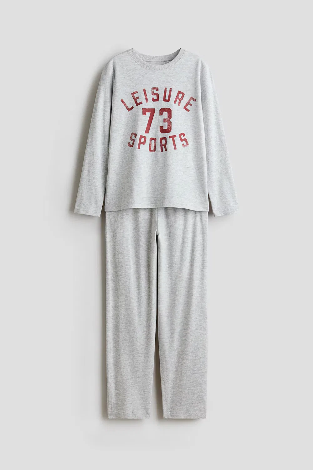 Пижама из набивного хлопка H&M, Hellgraumeliert/Leisure Sports