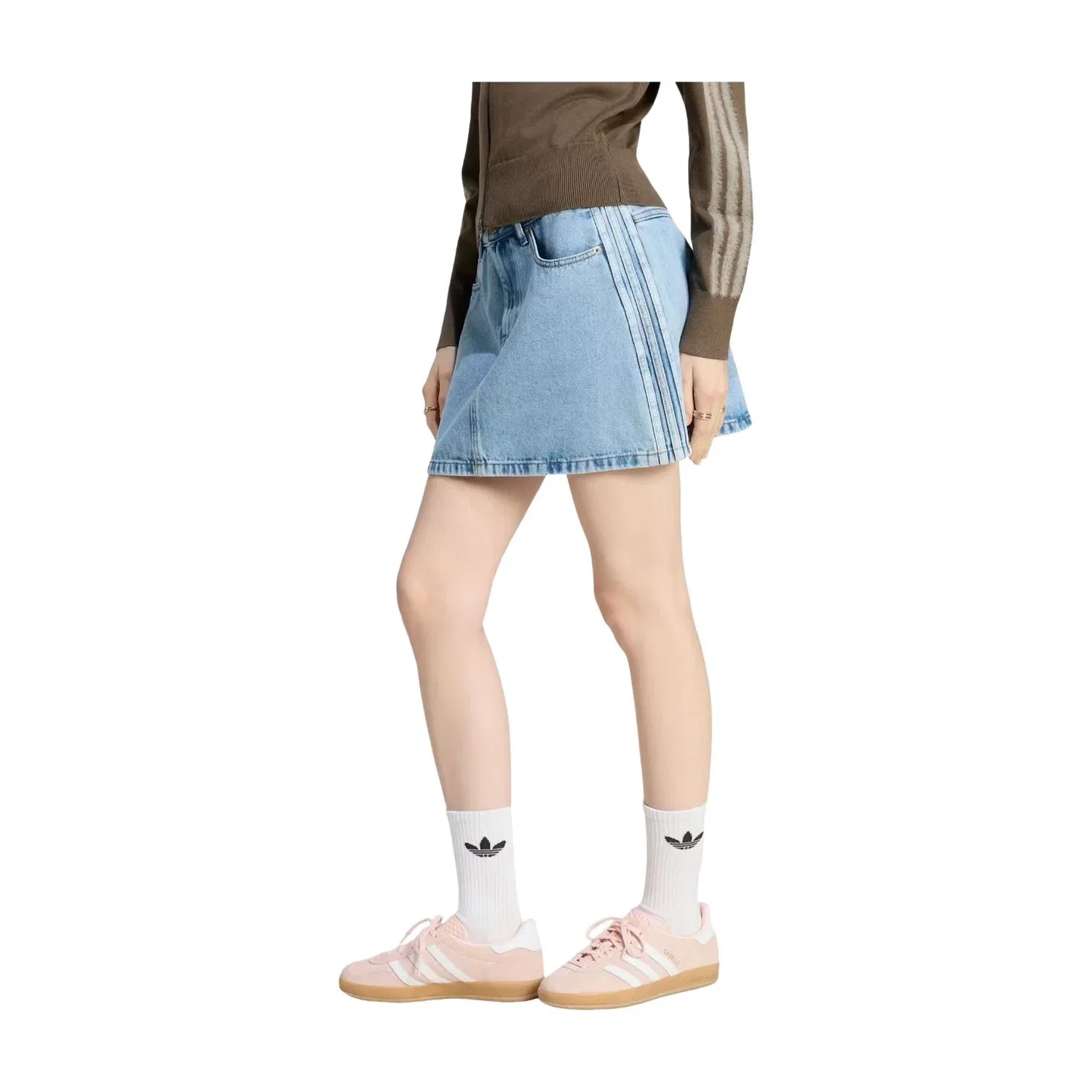 Женская джинсовая юбка миди с завышенной талией Light Denim Adidas, синий — фото 2