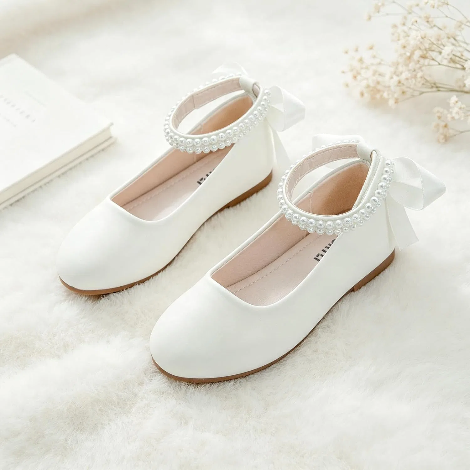 Детские туфли Мэри Джейн с жемчужным ремешком LUCKYLI, Ivory White — фото 4