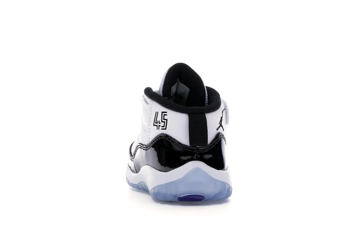 Детские кроссовки с кожаным верхом Jordan 11 Retro Concord (2018) TD Jordan, White/Black-Concord — фото 4