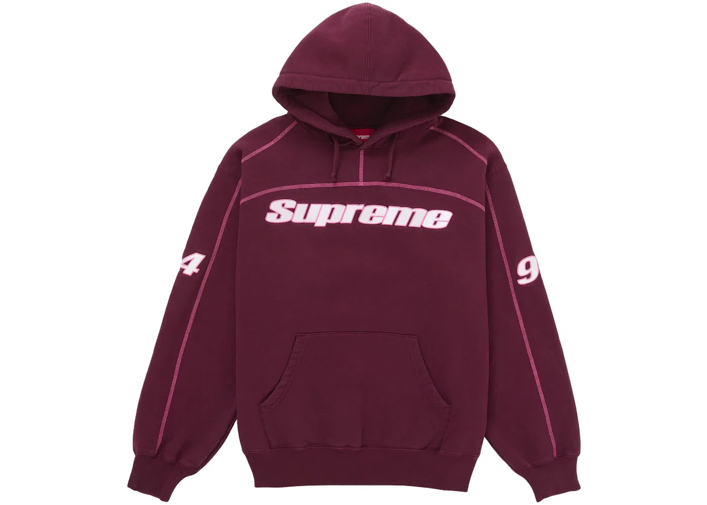 Мужской свитшот с капюшоном с оверлок-строчкой Supreme, Burgundy