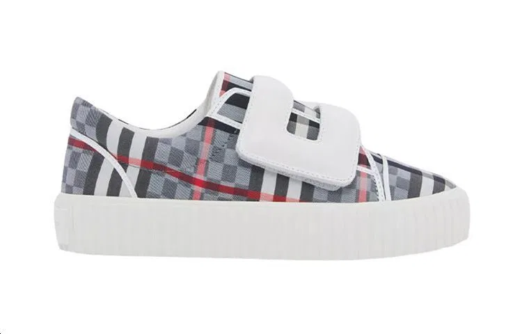Детские кроссовки для скейтбординга с принтом Burberry, Gray Red White — фото 3