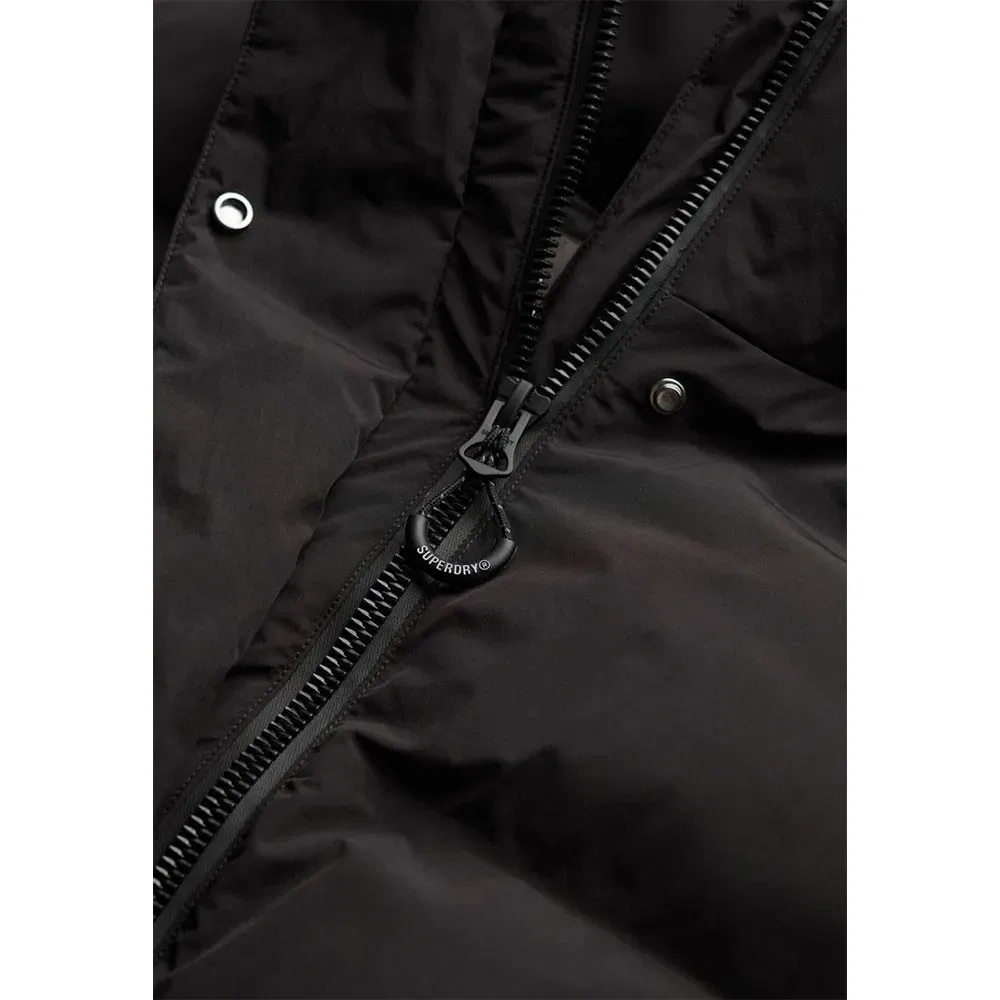 Женское удлиненное стеганое пальто-пуховик Longline Puffer Jacket Superdry, Black — фото 2