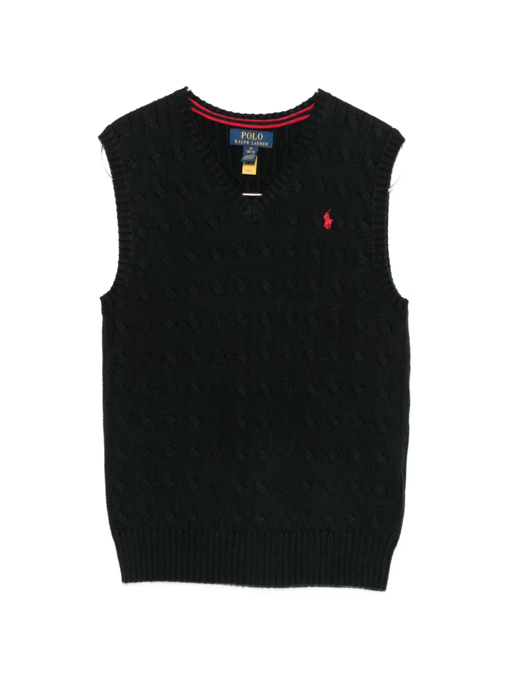 Жилет вязаный косами Polo Ralph Lauren Kids, черный