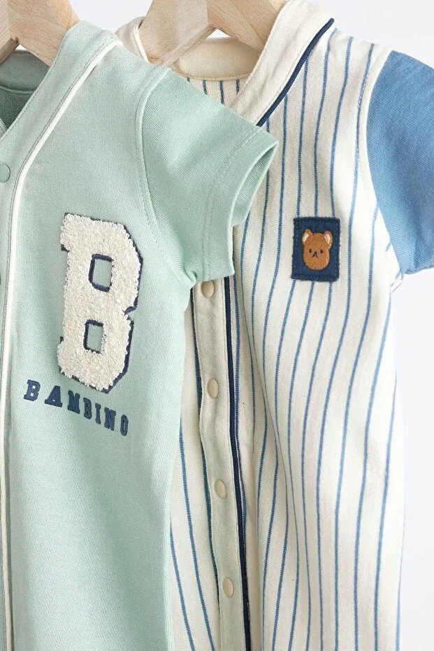 Детский комбинезон для мальчиков с коротким рукавом 100% Algodon - Yellow White Polo Gola Next Baby, Blue — фото 3