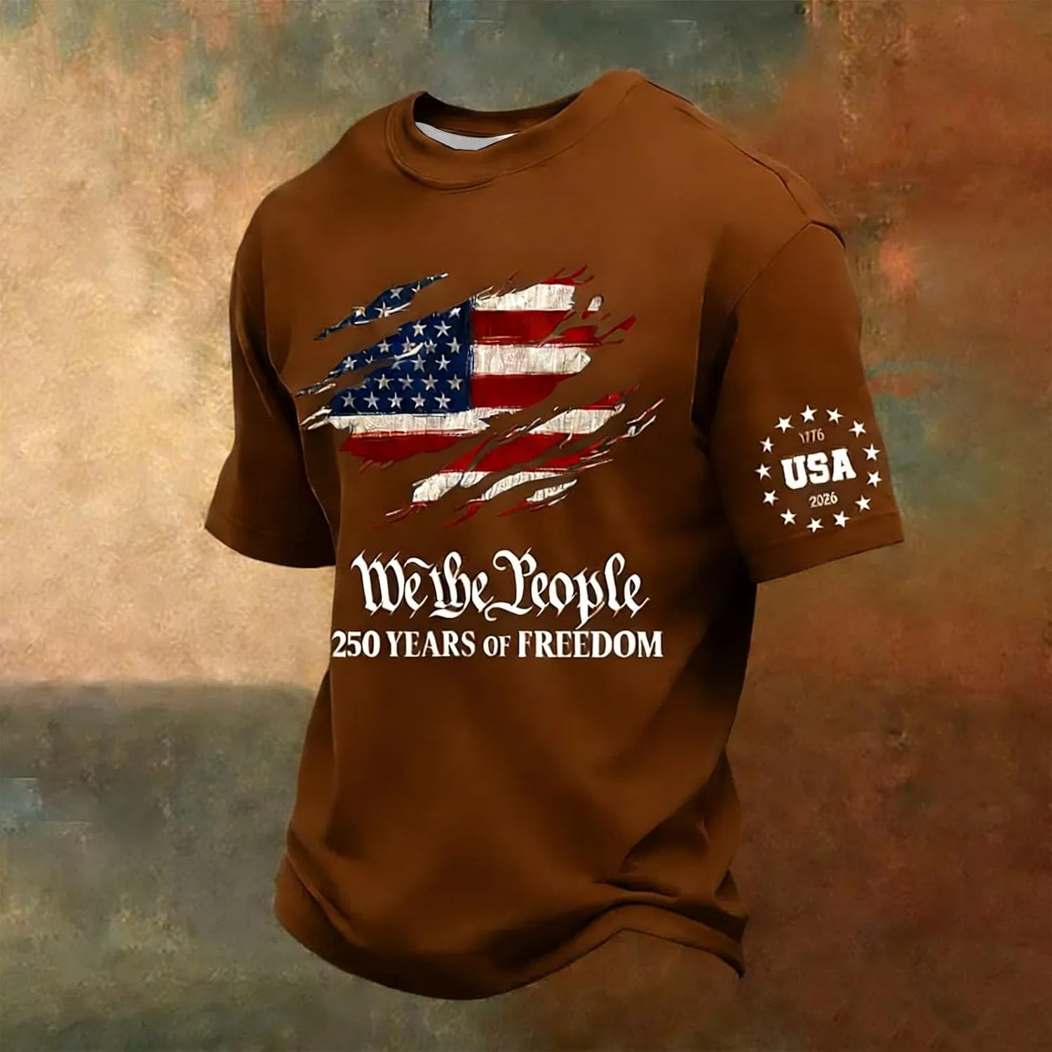 Мужская футболка с патриотическим принтом We The People 250 T-Shirt, Coffee — фото 2