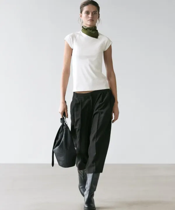 Футболка с коротким рукавом реглан из хлопка, Massimo Dutti — фото 2