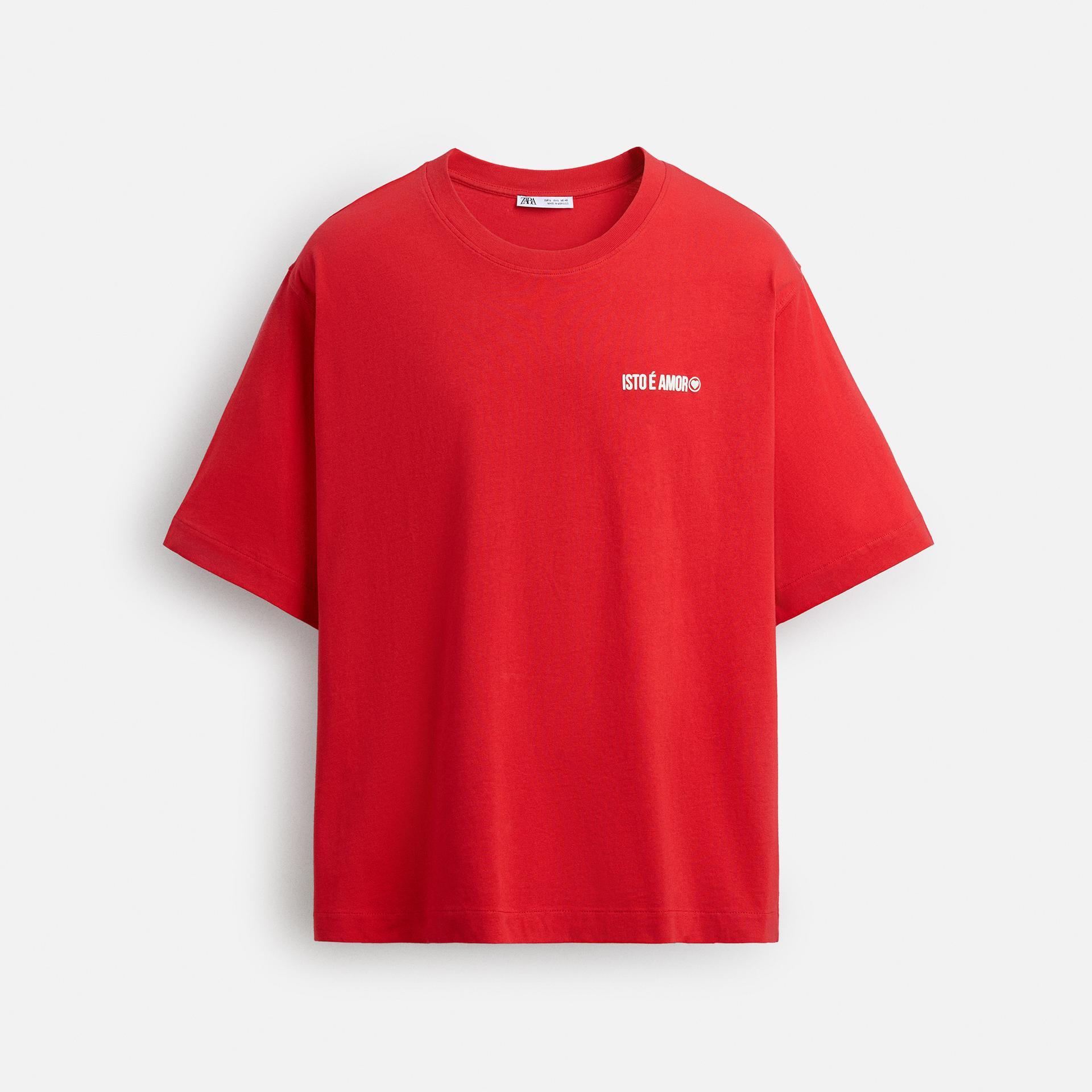 

Футболка Zara Limited Edition Rubberised Print, красный