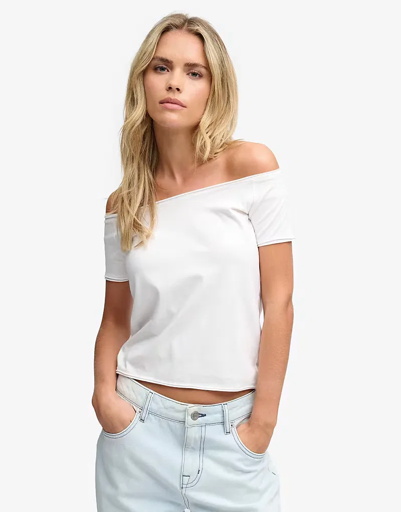 Топ Superdry Bardot с коротким рукавом и открытыми плечами, оптический