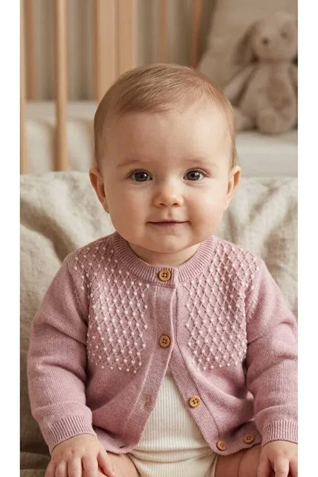 Детский кардиган хлопковый Rosa tri̇ko baby cardigan Ida Triko, Rose-Dyed-Ecru — фото 2