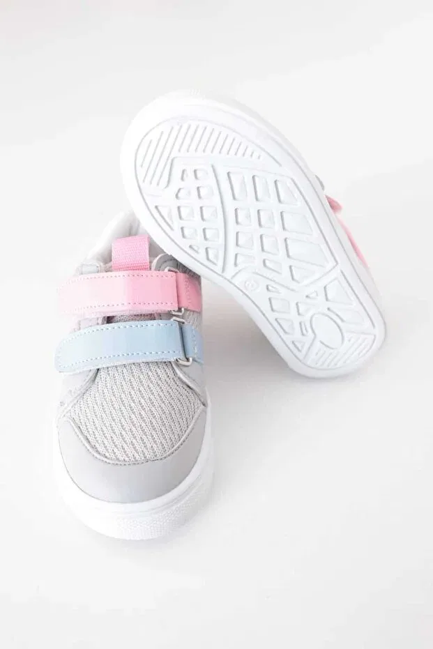 Детские спортивные кроссовки на липучке Macco Shoes, Gray Pink — фото 4