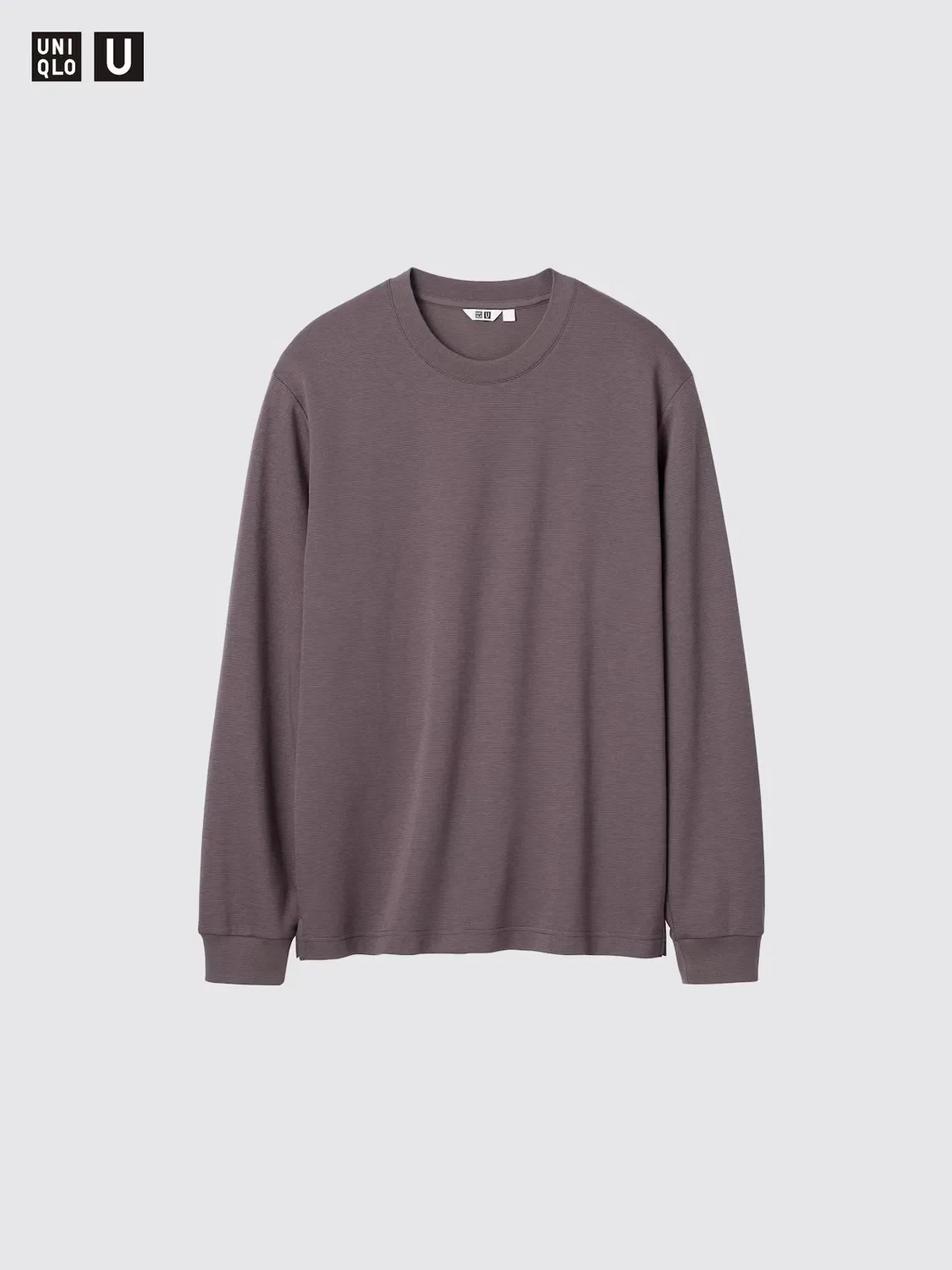 Футболка с длинным рукавом Uniqlo U airism, в полоску, фиолетовый