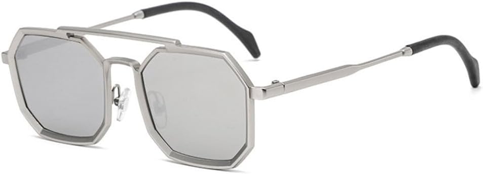 

Солнцезащитные очки в стиле стимпанк из сплава для женщин, ретро-солнцезащитные очки с многоугольными линзами для мужчин, очки с защитой от УФ-излучения UV400 VFDHN, Silver-silver