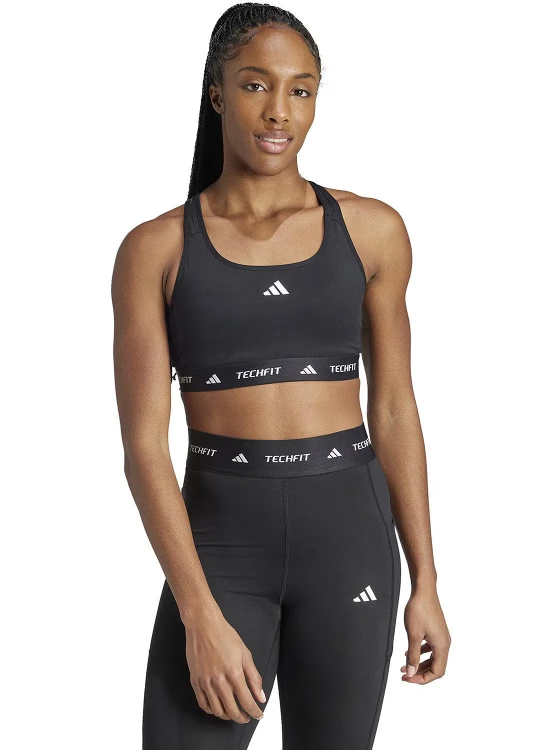 Бюстгальтер спортивный компрессионный Techfit Adidas, черный
